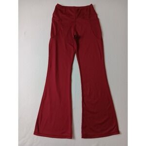 Womens Red Flare Yoga Pants High Waist Bootcut w/ Pockets Size M Athletic